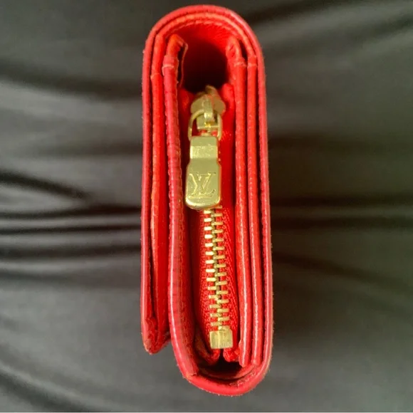 Preloved Rare Louis Vuitton Red Epi Porte Monnaie Billets Tresor Bifold Wallet - Picture 11 of 12